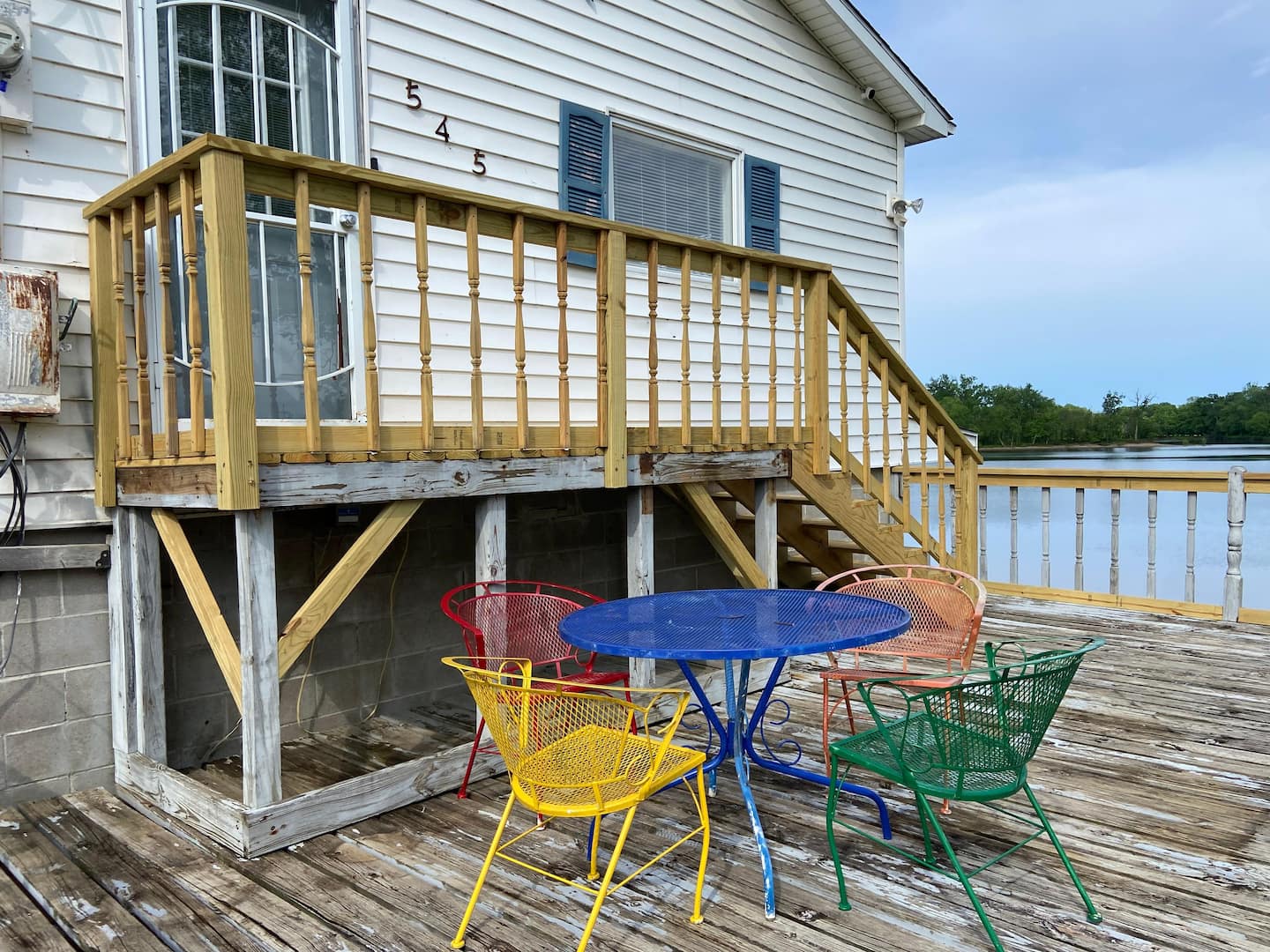 Second-story patio deck overlooking the lake